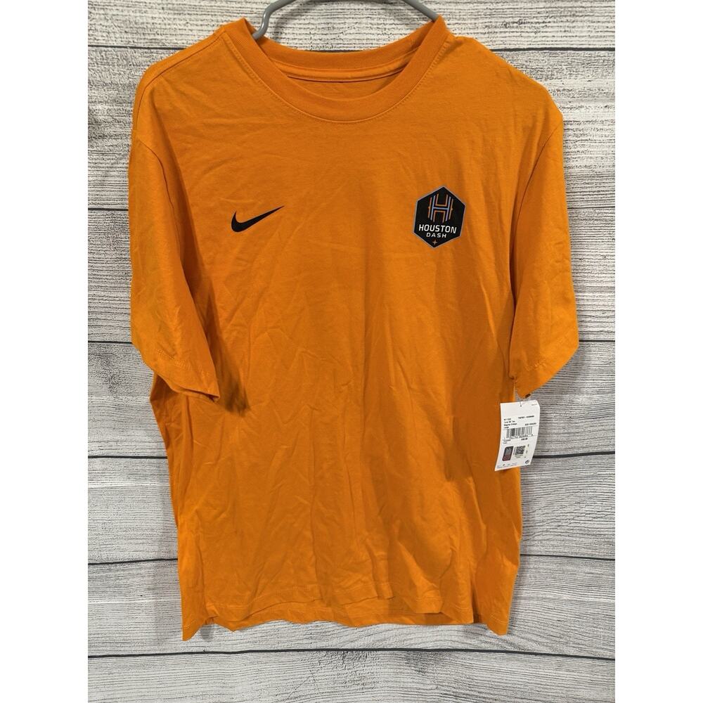 NWT Mens NIKE Orange Houston Dash Soccer NWSL Sanchez 7 T Shirt Size Large